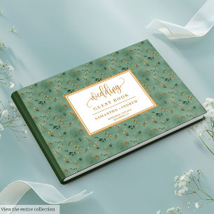 Livre D'or Mariage contemporain sauge vert or eucalyptus