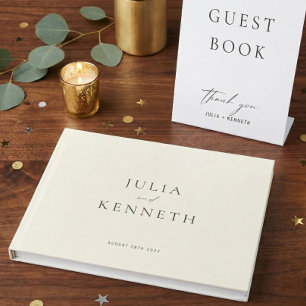 Livre D'or Mariage Crème Écru Minimaliste Simple Classique