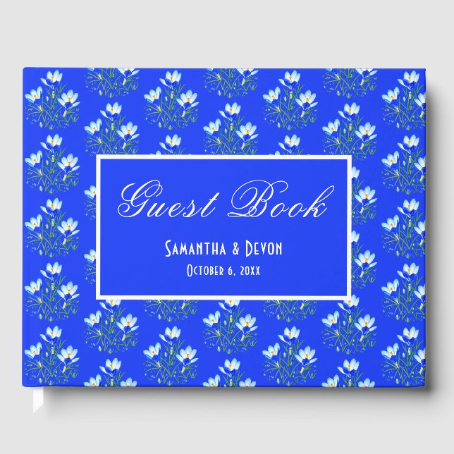 Livre D'or Mariage Crocus bleus (Recto)