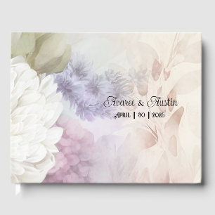 Livre D'or Mariage Dahlias blanc et violet