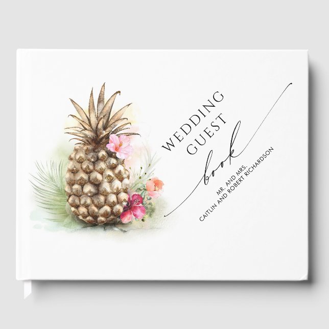 Livre D'or Mariage d'ananas floral tropical (Recto)