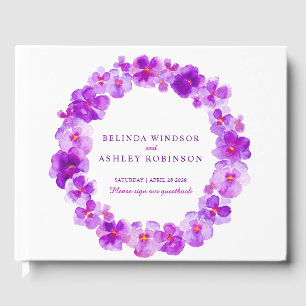 Livre d'or mariage d'aquarelle de courge violet