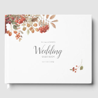 Livre D'or Mariage d'aquarelle de feuillage de automne rustiq