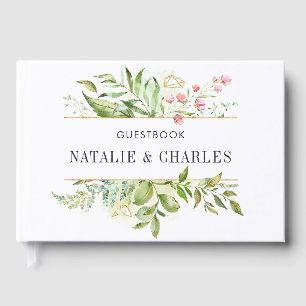 Livre D'or Mariage d'aquarelle de feuillage vert sauvage