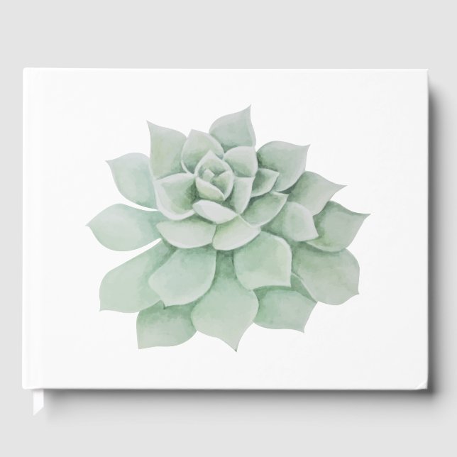 Livre D'or Mariage d'aquarelle de la menthe de Cactus Succule (Recto)