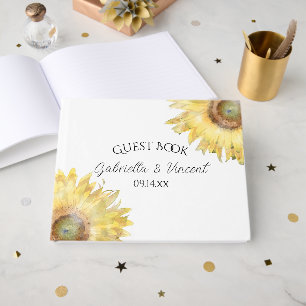 Livre D'or Mariage d'aquarelle des tournesols jaunes
