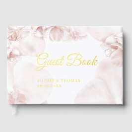 Livre D'or Mariage d'aquarelle d'orchidée rose poussiéreux