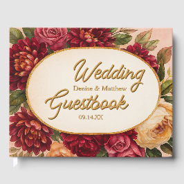 Livre D'or Mariage d'aquarelle florale de Bourgogne