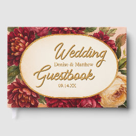Livre D'or Mariage d'aquarelle florale de Bourgogne