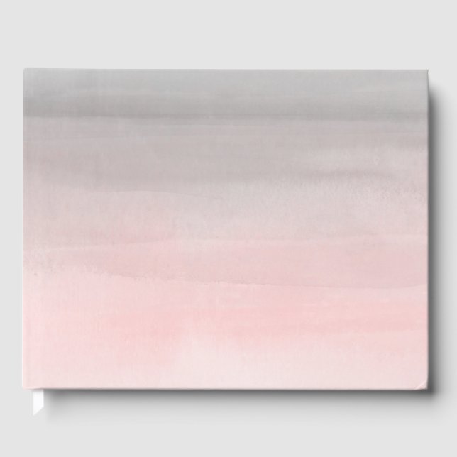 Livre D'or Mariage d'aquarelle moderne rose et gris (Recto)