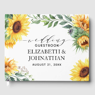 Livre D'or Mariage d'aquarelle moderne tournesol