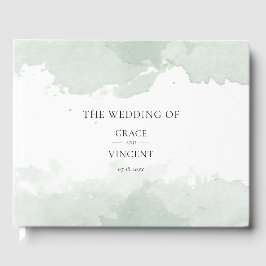 Livre D'or mariage d'aquarelle verte Abstrait