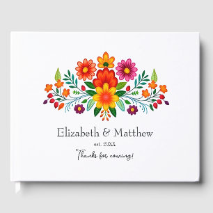 Livre D'or Mariage d'art populaire floral mexicain