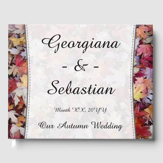 Livre D'or Mariage d'automne Feuilles tombés + Noms Customisé (Recto)