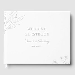 Livre D'or Mariage de Boho Floral Corner Argent