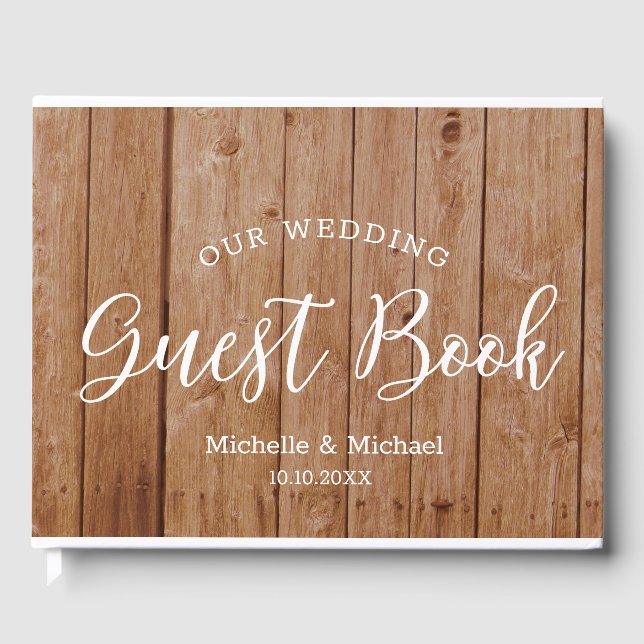 Livre D'or Mariage de bois rustique (Recto)