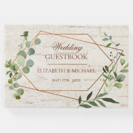 Livre D'or Mariage de bouleau Eucalyptus géométrique en cuivr