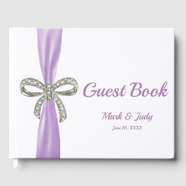Livre d'or Mariage de Bow Diamond Ribbon violet