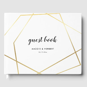 Livre D'or Mariage de cadre d'or géométrique moderne