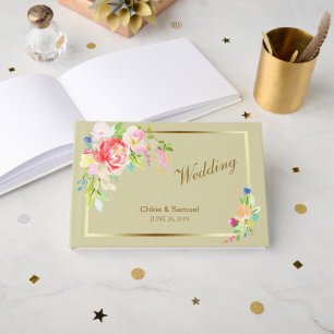 Livre D'or Mariage de cadre doré Bouquet Spring