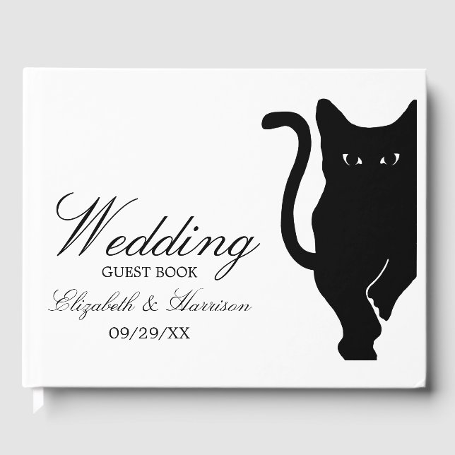 Livre D'or Mariage de chat noir Whimsical moderne (Recto)
