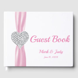 Livre d'or Mariage de Coeur de Diamant Rose