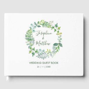 Livre D'or Mariage de couronne de feuillage vert