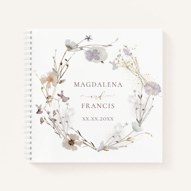 Livre d'or mariage de couronne fleur sauvage (Devant)