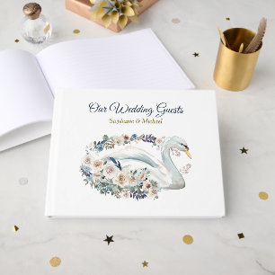 Livre D'or Mariage de cygne floral blanc