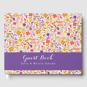 Livre D'or Mariage de feuillage de Fleur sauvage Boho violet 