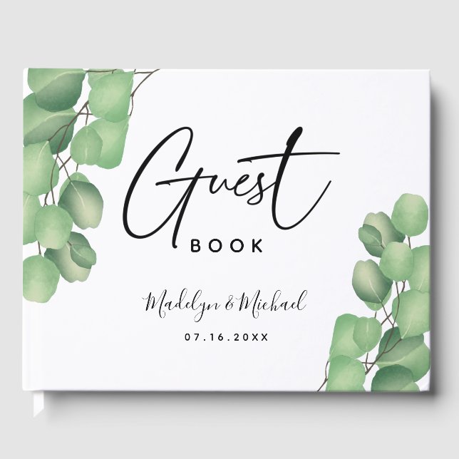 Livre D'or Mariage de feuillage d'Eucalyptus Botanique Modern (Recto)