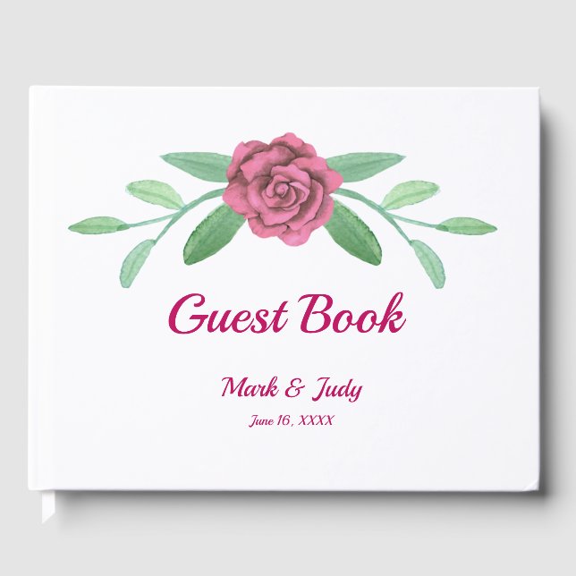 Livre D'or Mariage de feuillage rose Floral (Recto)