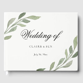 Livre d'or Mariage de feuilles vertes élégantes