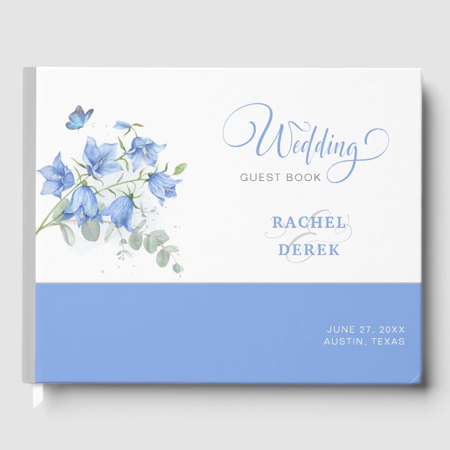 Livre D'or Mariage de fleurs Bleu (Recto)