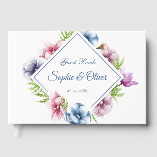 Livre D'or Mariage de fleurs d'anémone aquarelle
