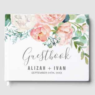 Livre D'or Mariage de fleurs de pivoines romantiques
