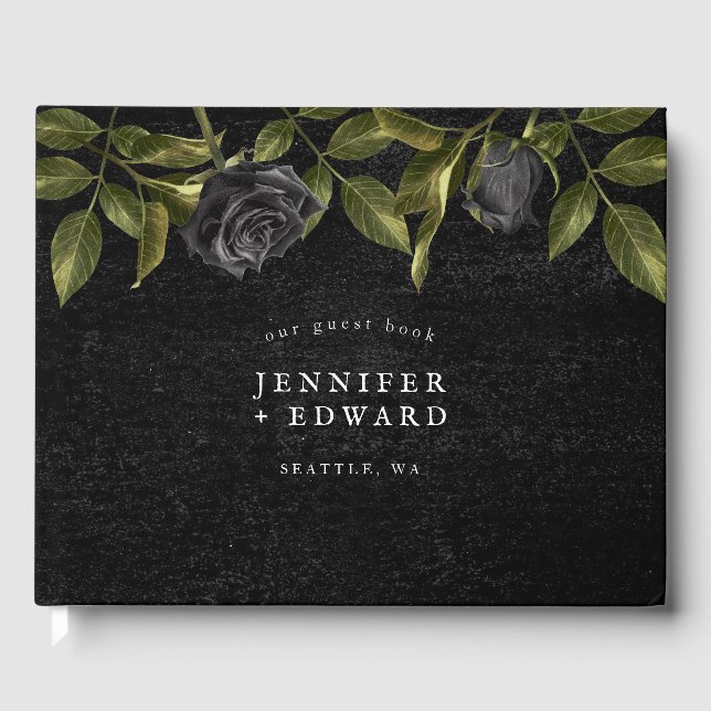 Livre D'or Mariage de fleurs noires gothiques (Recto)