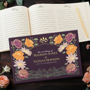 Livre D'or Mariage de jardin floral enchanté rouge Fantastiqu