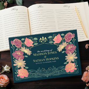 Livre D'or Mariage de jardin floral rose enchanté Fantastique
