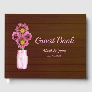 Livre D'or Mariage de jarre de mason rose foncé