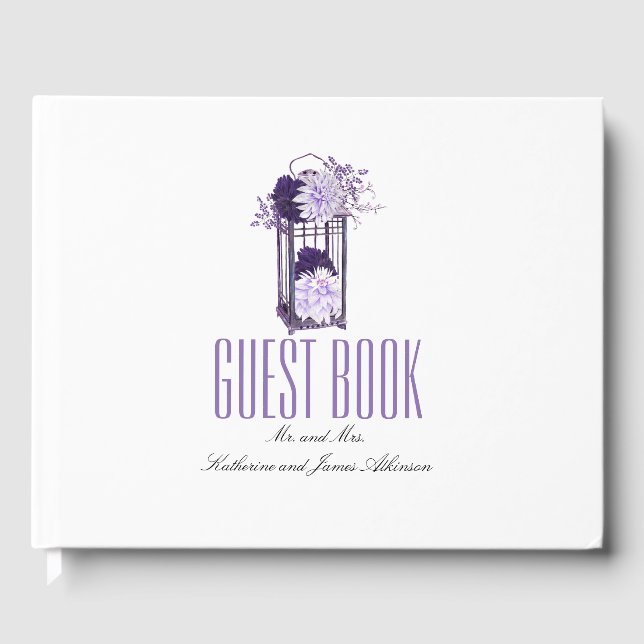Livre D'or Mariage de lanterne florale pourpre (Recto)