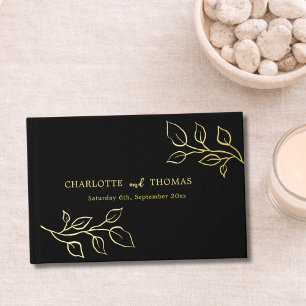 Livre D'or Mariage de luxe botanique à l'or noir