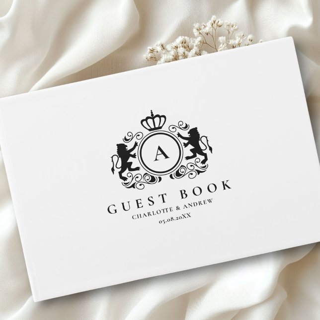 Livre D'or Mariage de monogramme de logo spécifique au client (Customer specific Logo Monogram Wedding Guest Book with your name and date. )