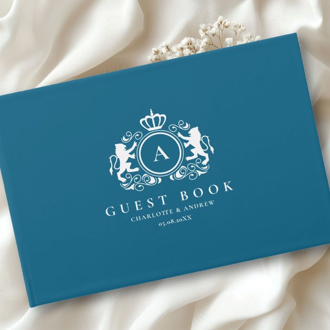 Livre D'or Mariage de monogramme de logo spécifique au client (Customer specific Logo Monogram Wedding Guest Book with your name and date. )