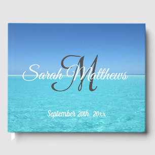 Livre D'or Mariage de monogramme de plage tropicale Ocean Bea