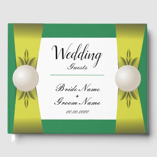 Livre D'or Mariage de monogramme Emerald & Yellow Pearl
