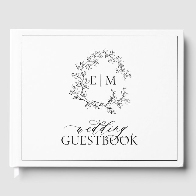 Livre D'or Mariage de monogramme noir blanc (Recto)