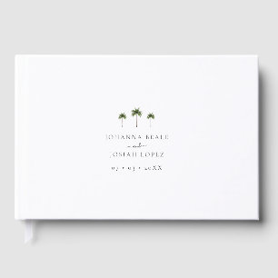 Livre D'or Mariage de palmiers tropicaux blanc élégant