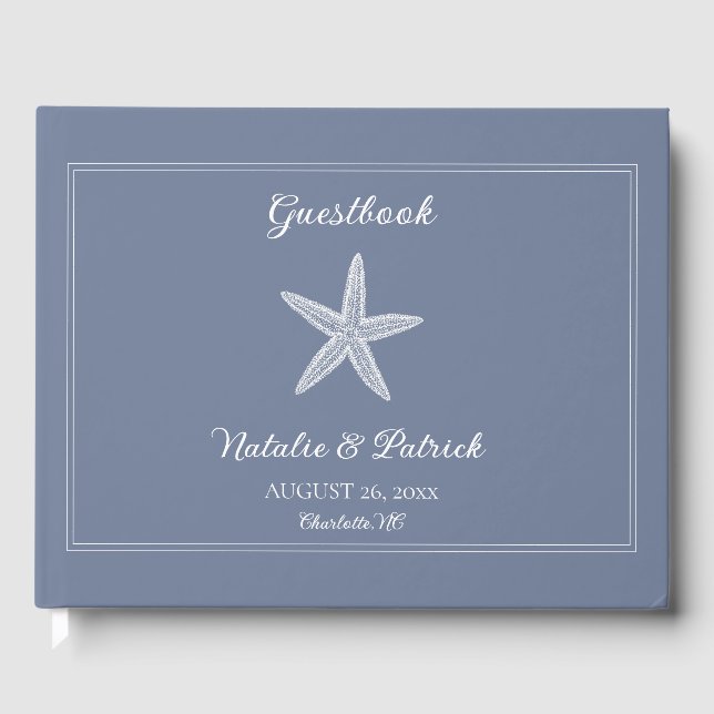 Livre D'or Mariage de poisson étoilé bleu Dusty (Recto)