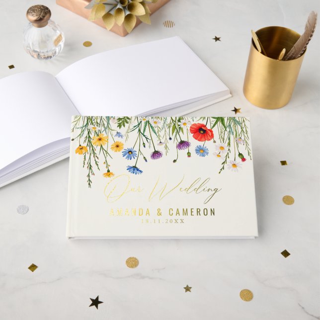 Livre D'or Mariage de prairie sauvage de printemps (Recto ouvert)